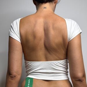 Backless high neck top